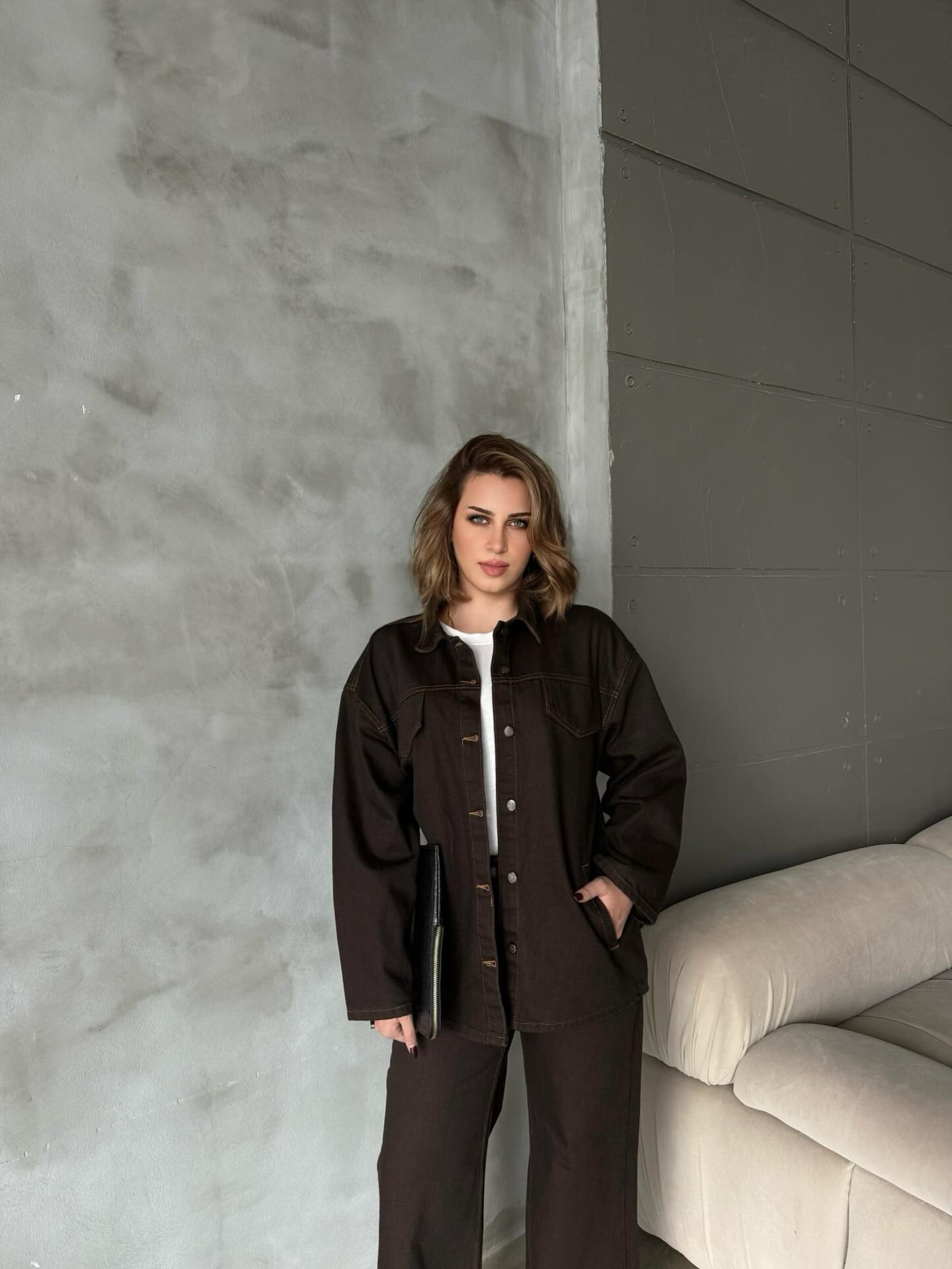 Bağlama Detaylı Oversize Ceket Pantolon Takım