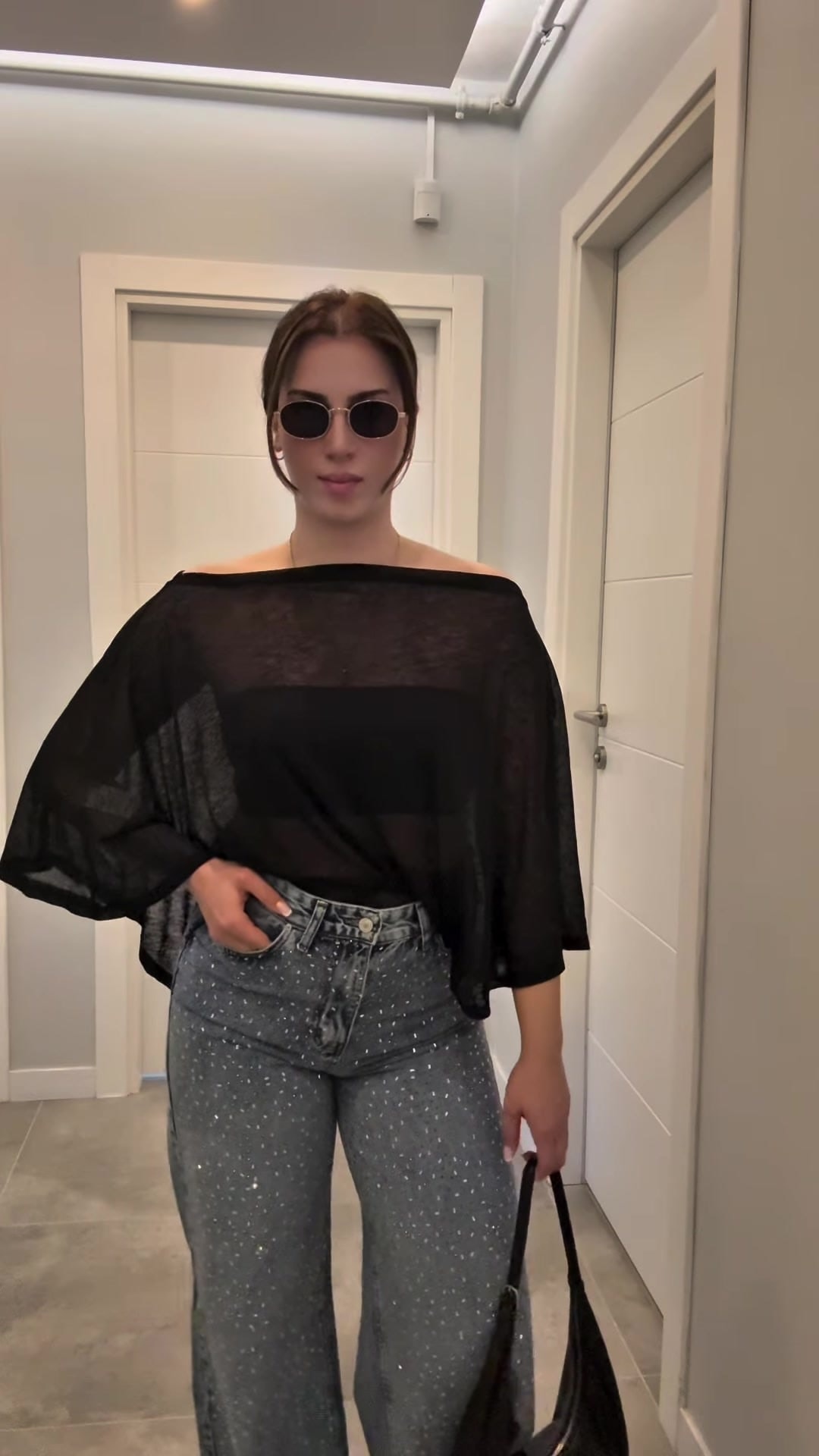 Taşlı Wide Leg Pantolon