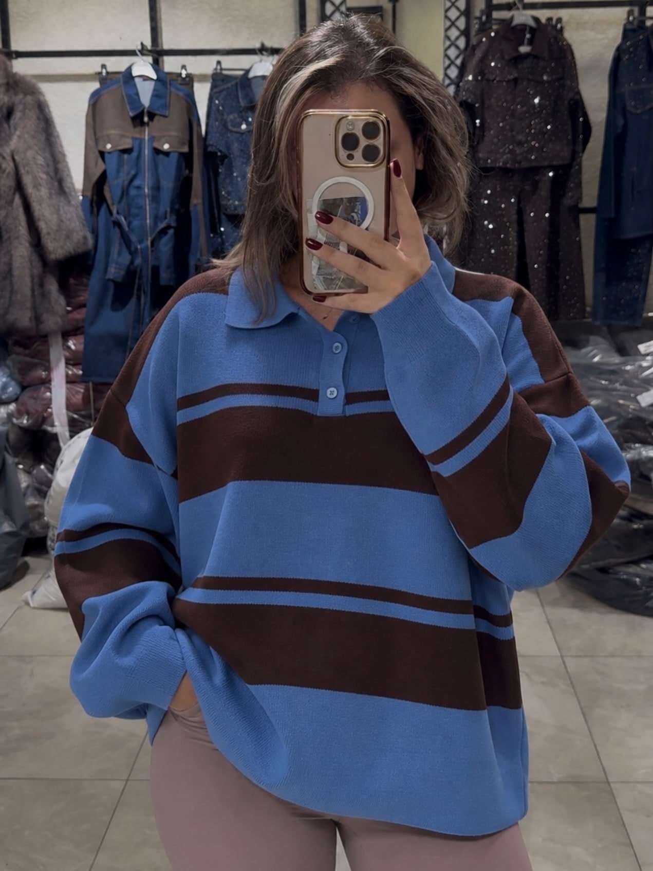 Polo Yaka Oversize Kazak