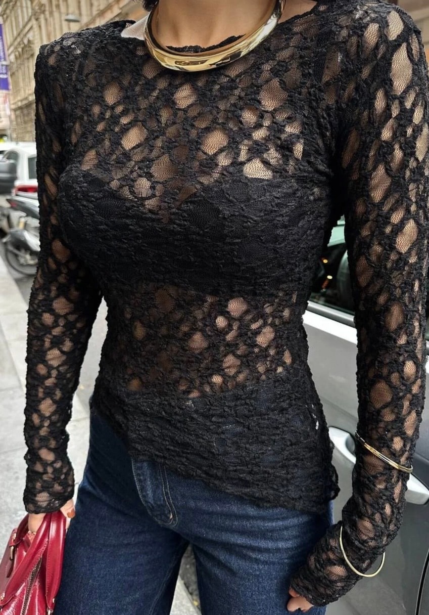 Transparan Dantelli Bluz – 2. görsel